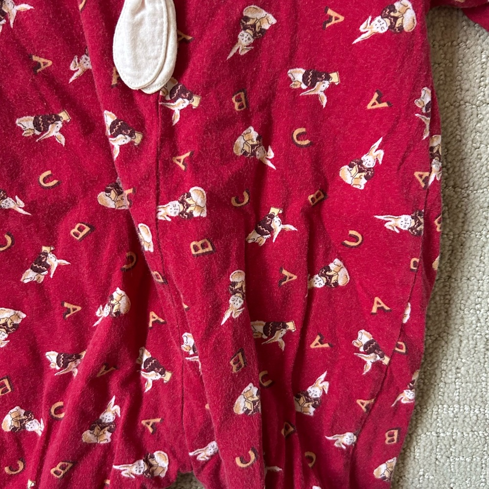 1990s vintage Lapin Lapin by Little me baby onesie with collar bunnies cozy 0-3 - Picture 7 of 7